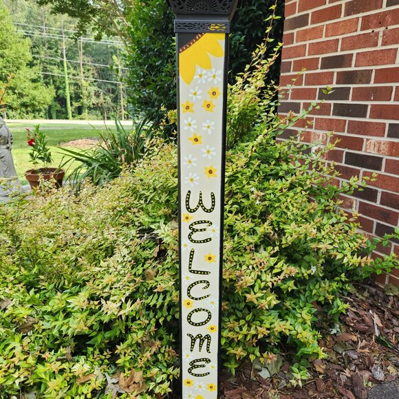Garden Peace Pole Hand Painted Solar Light and Wire Stand Customized Yard Art - Picture 2 of 5